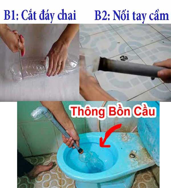 Hướng dẫn thông tắc bồn cầu bằng chai nhựa đúng cách
